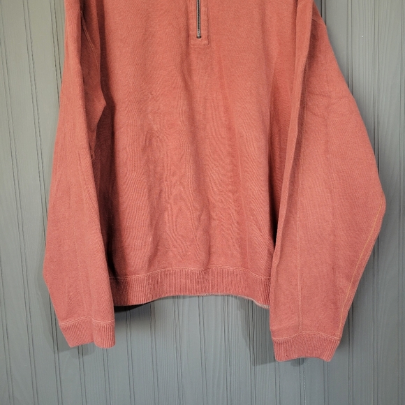 Tommy Bahama Reversible Quarter Zip Pullover Sweater Orange Brown Men's 2XL - Picture 6 of 7